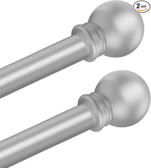 2 Pack Silver Curtain Rods for Bedroom by Authandis