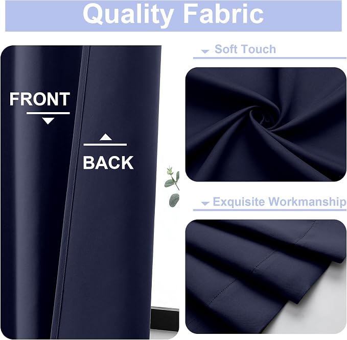 Simplebrand Ava Navy Blue Short Blackout Curtains - Image 3
