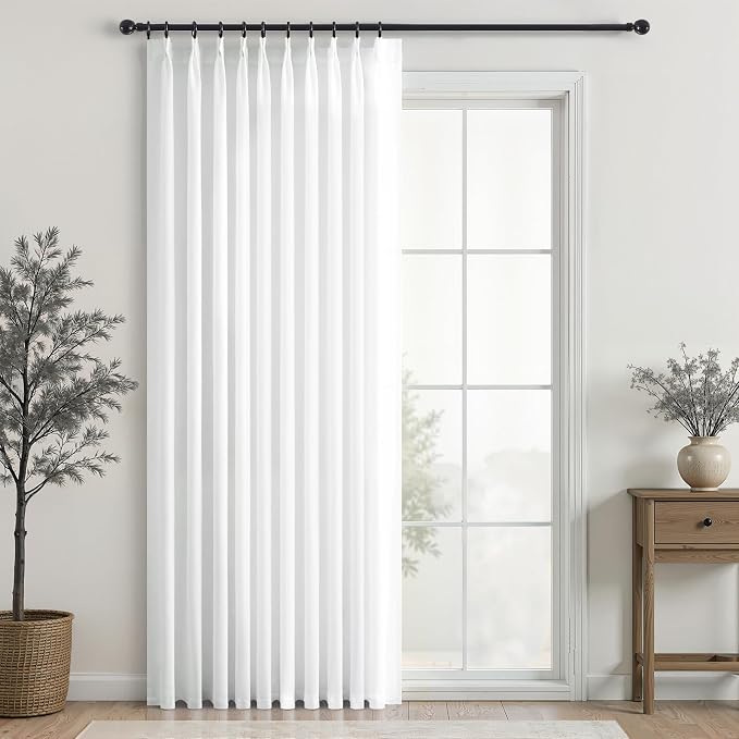 Topfinel 108 Inch Curtains 1 Panels Set, One Packs Pinch Pleat Back Tab Beige by Topfinel