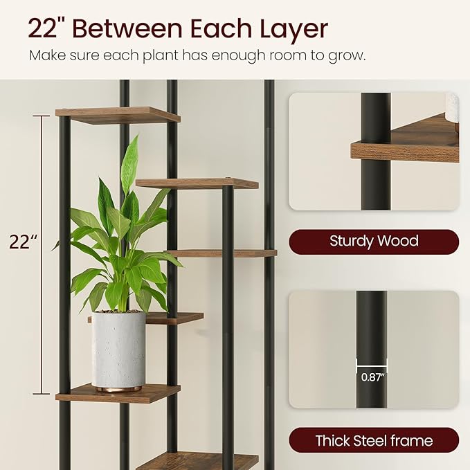 Yzosvki 10 Tier Plant Stand Indoor, Tiered Corner Plant Shelf Flower Stand - Image 3