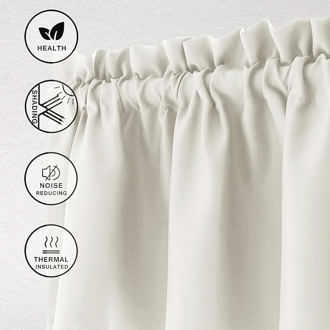 Hiasan Valance Curtains for Kitchen Blackout Thermal Insulated Solid Window - Image 2