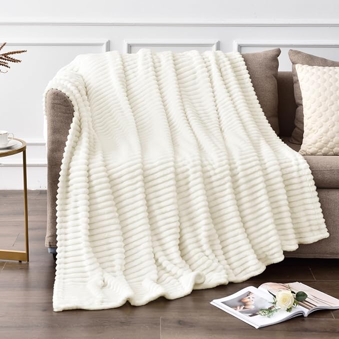 BEDELITE Fleece Blanket Twin Size – 3D Ribbed Jacquard Soft and Warm Decorative by BEDELITE