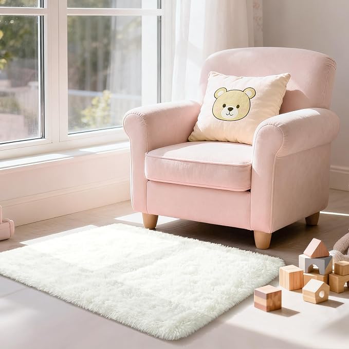 Merelax Fluffy Rug Shaggy Area Rug, Ivory/Cream 2x4 Area Rugs - Image 6