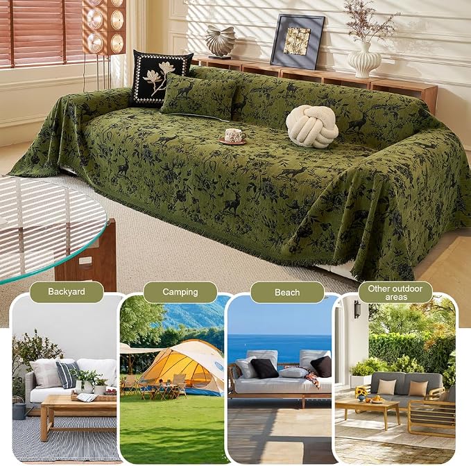 ROOMLIFE Green Couch Cover Sofa Covers, Chenille Couches Covers - Image 5