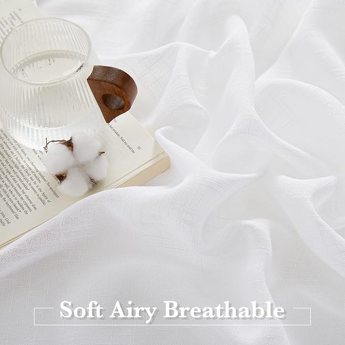 RYB HOME White Sheer Curtains for Bedroom, Semi Sheer Privacy Curtains & Drapes - Image 4