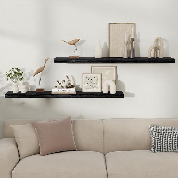 Fun Memories Floating Shelves for Wall, Rustic Wood Wall Mounted Shelves for - Image 2
