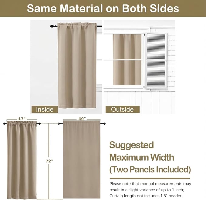 OVZME Blackout Curtains for Bedroom 72 Inch Length 2 Panels Set, Thermal - Image 2