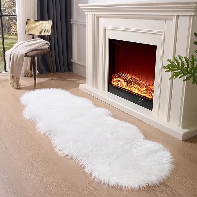 Faux Fur Rug Runner 2x6 ft White - Image 6