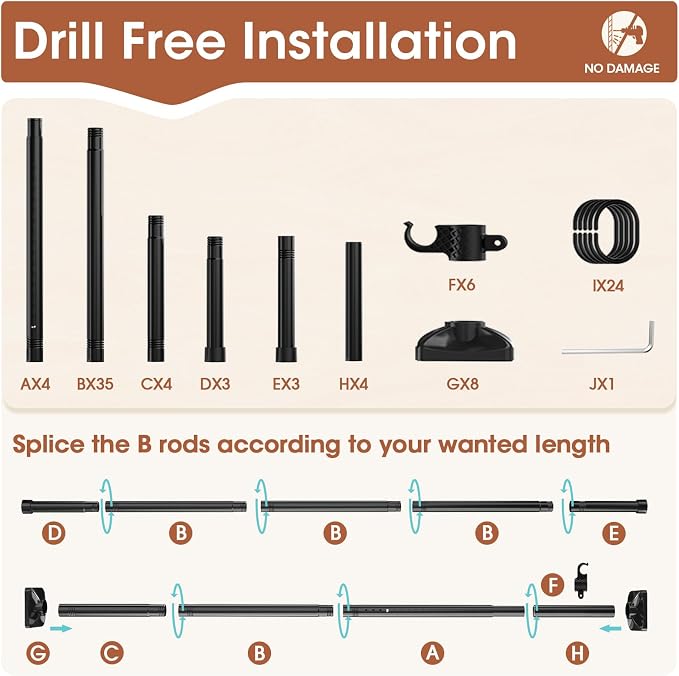 SUNALLY Room Divider Curtain Rod, No Drilling Wall Divider - Image 6