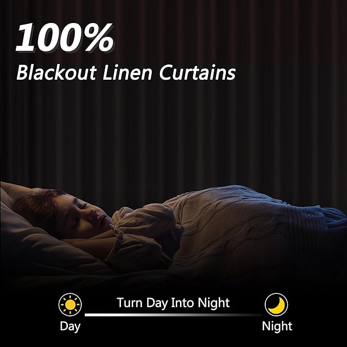 Guken White 100% Blackout Curtains 132 Inch Length 2 Panels Set - Image 2
