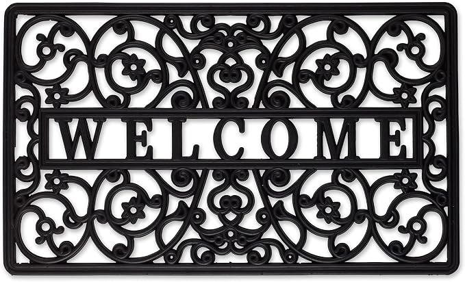 DII Rubber Doormats Collection All Weather, Welcome Scroll by DII