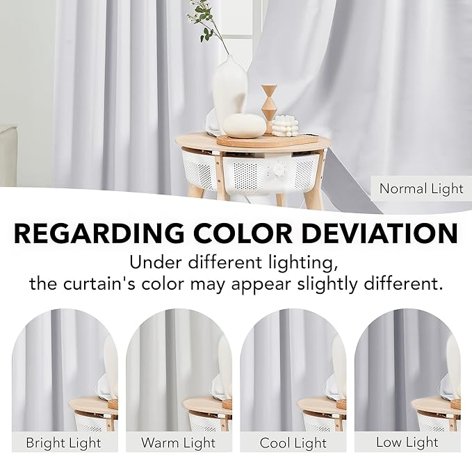 Deconovo Blackout Curtains, Thermal Insulated, W52 x L54 2 Panels, Back Tab - Image 3