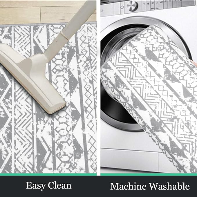 HEBE Farmhouse Kitchen Rugs Sets of 3 Non Slip Washable Boho Kitchen Rugs and - Image 4