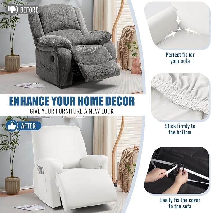TAOCOCO Stretch Recliner Couch Covers 3-Pieces Style Recliner Chair Covers - Image 4