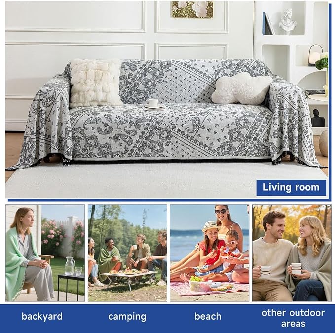 ROOMLIFE Black Couch Covers for Sofa, Sofa Covers Washable Non Slip Furniture - Image 6