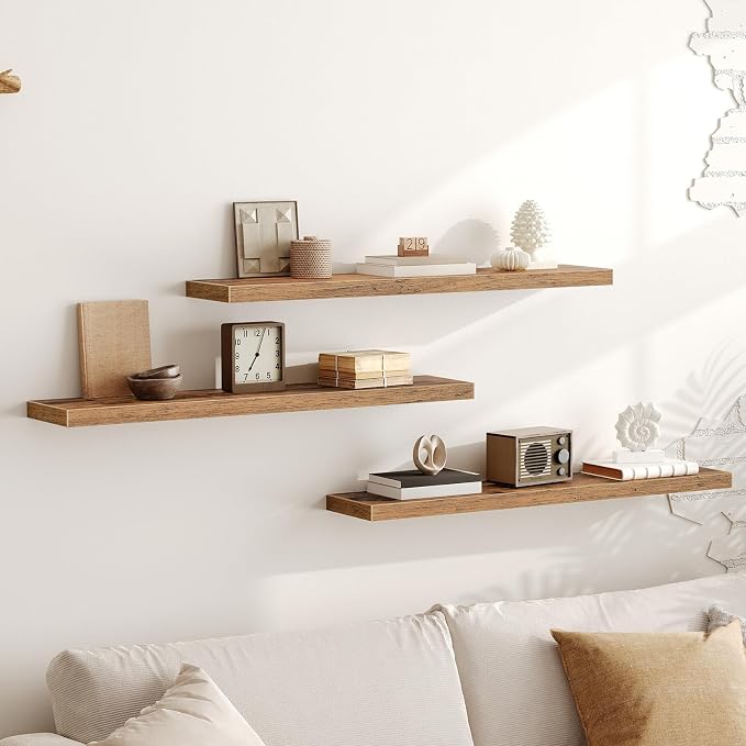 RALGEND Floating Shelves for Wall, 1.5" Thick Wall Shelf Set of 3 - Image 8