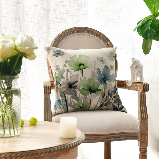 AVOIN colorlife Poppy Flowers Chinoiserie Throw Pillow Covers, 18 x 18 Inch - Image 4