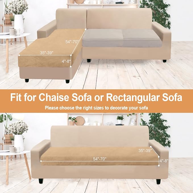 NAISI Sectional Couch Cover 1 Piece Velvet Separate Chaise Lounge Cover Soft - Image 5