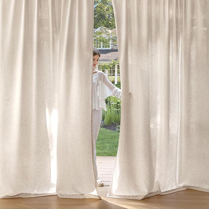 MIULEE Non-See-Through Privacy Linen Curtains 2 Panels, Light Filtering Window - Image 2