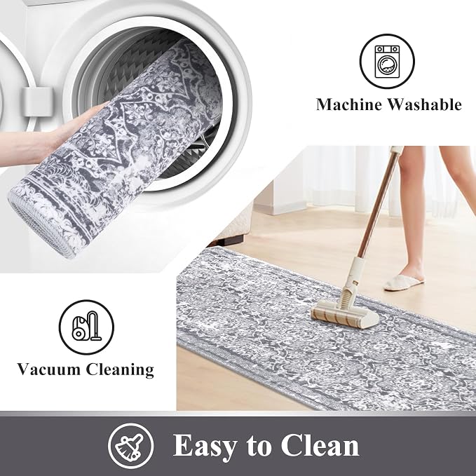 Vaukki Hallway Runner Rug, Vintage Shaggy Soft Laundry Rug Runner, Non Slip - Image 5