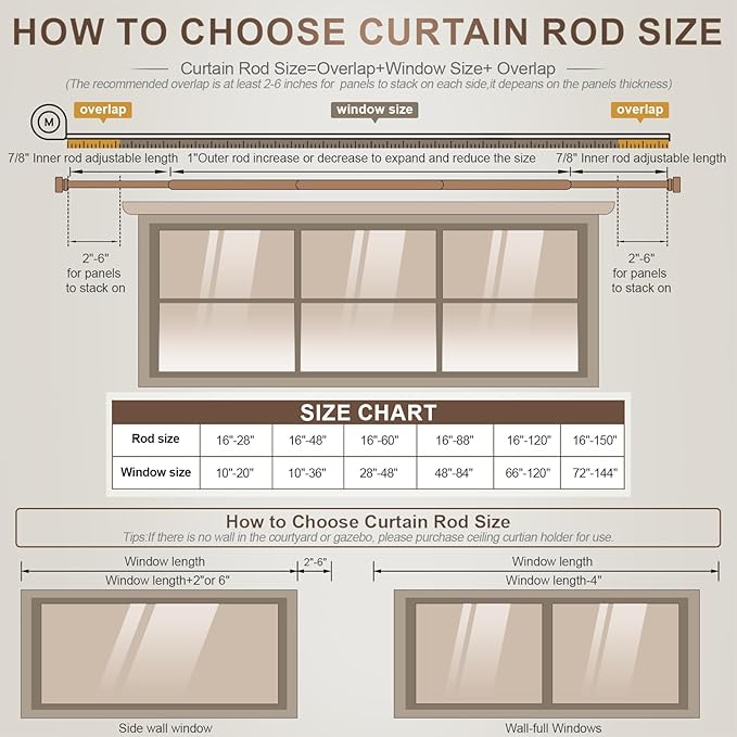 Lootkell 2 Pack Modern Gold Curtain Rods - Image 7