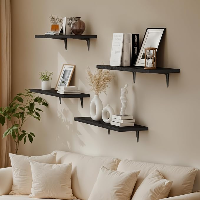 SKYSEN Floating Shelves for Wall Set of 6, 23.6in Wood Wall Shelf for Decor - Image 2
