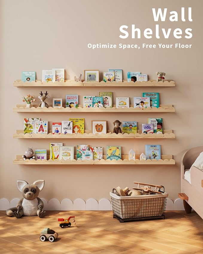 Shario Nursery Book Shelves, Scalloped Shelves, Wall Book Shelves - Image 6