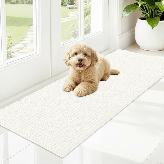OLANLY Dog Door Mat for Muddy Paws 47x17, Ultra Absorbent Chenille Mud Doormat by OLANLY