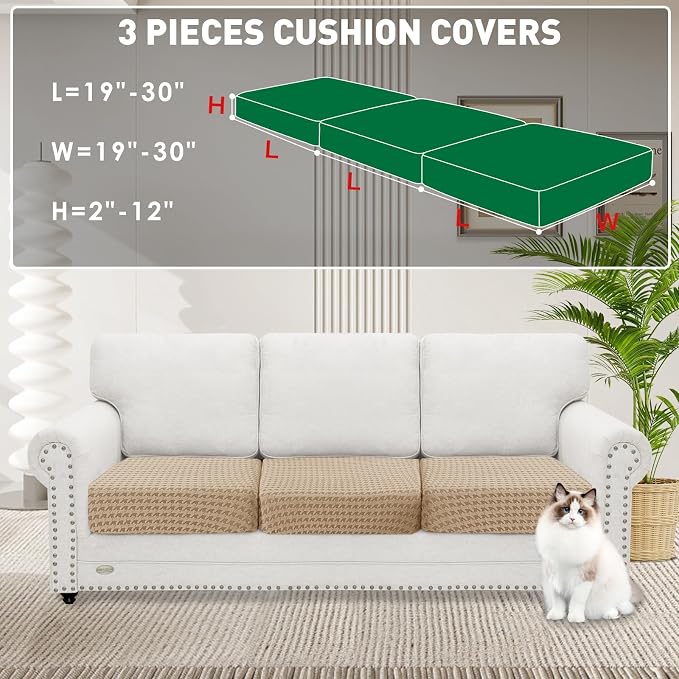 MAXIJIN Couch Cushion Covers for Sectional Sofa, Stretch Sofa Cushion Cover - Image 2