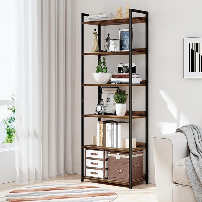 NUMENN Bookshelf, 6 Tier Bookshelves, Home Office Bookcase Shelf Storage - Image 2