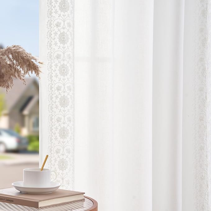 jinchan Weslie White Linen Curtains - Image 8