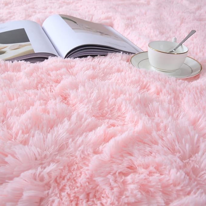 Pink Rug for Girls Bedroom 5x7: Ultra Soft Faux Fur Shag Rugs for Living Room - Image 5