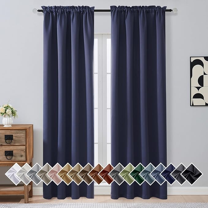 OVZME Navy Blue Blackout Curtains by OVZME