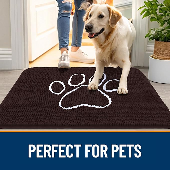 OLANLY Dog Door Mat for Muddy Paws 47x24, Paw Print Design, Absorbs Moisture - Image 6
