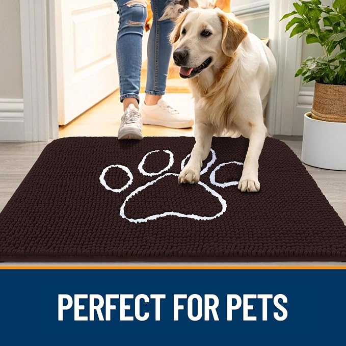 OLANLY Dog Door Mat for Muddy Paws 40x24, Paw Print Design, Absorbs Moisture - Image 6