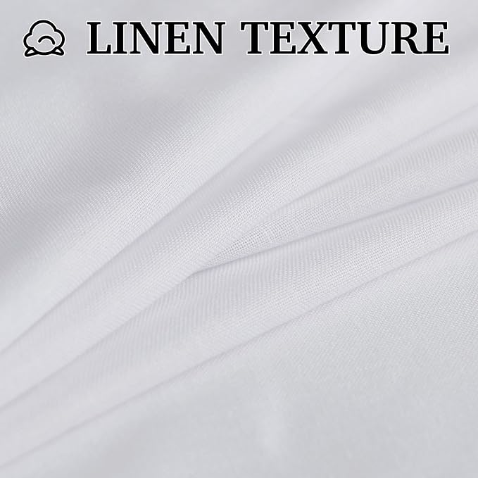 RYB HOME White Linen Curtains 84 inches Long, Semi Sheer Light Filtering Back - Image 4