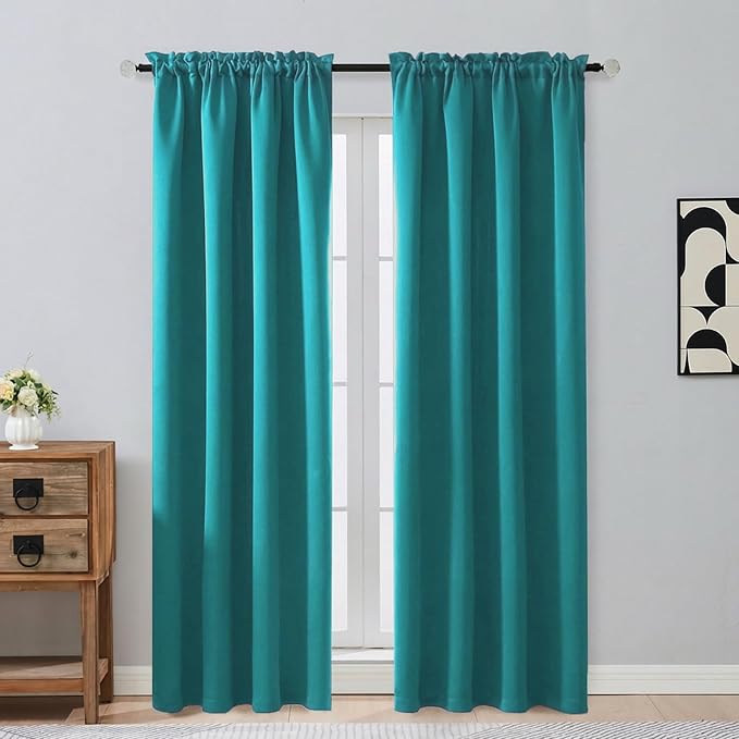 OVZME Teal Blackout Curtains for Bedroom 84 Inch Length 2 Panels Set, Thermal by OVZME