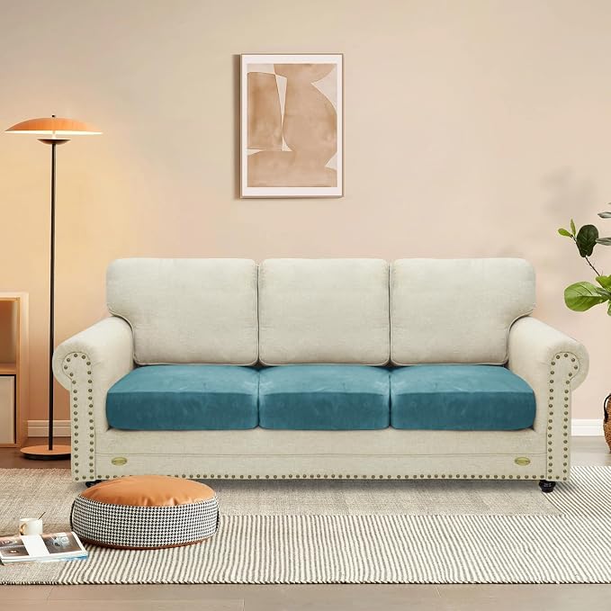 MAXIJIN Velvet Stretch Cushion Covers Fitted Couch Cushion Slipcovers Sofa Seat - Image 2