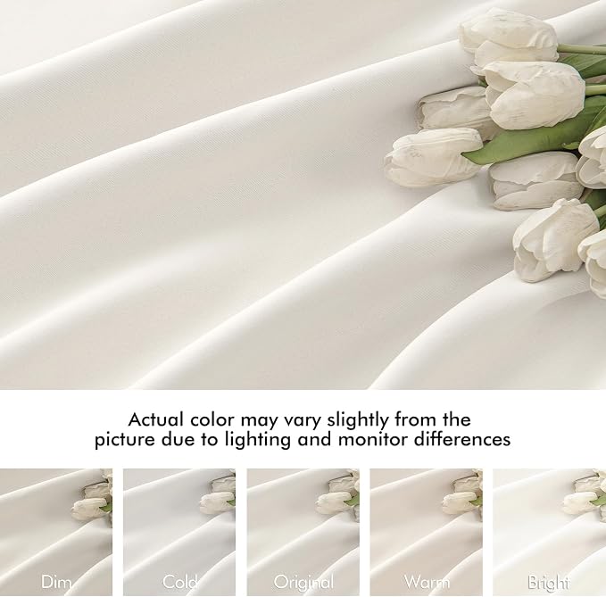 MIULEE Ivory Back Tab Blackout Curtains 90 Inches Long 2 Panels Set - Image 8