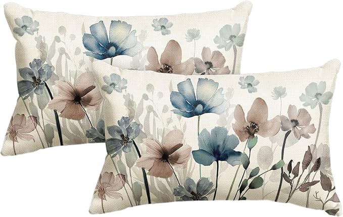 AVOIN colorlife Poppy Flowers Chinoiserie Throw Pillow Covers, 12 x 20 Inch by AVOINcolorlife