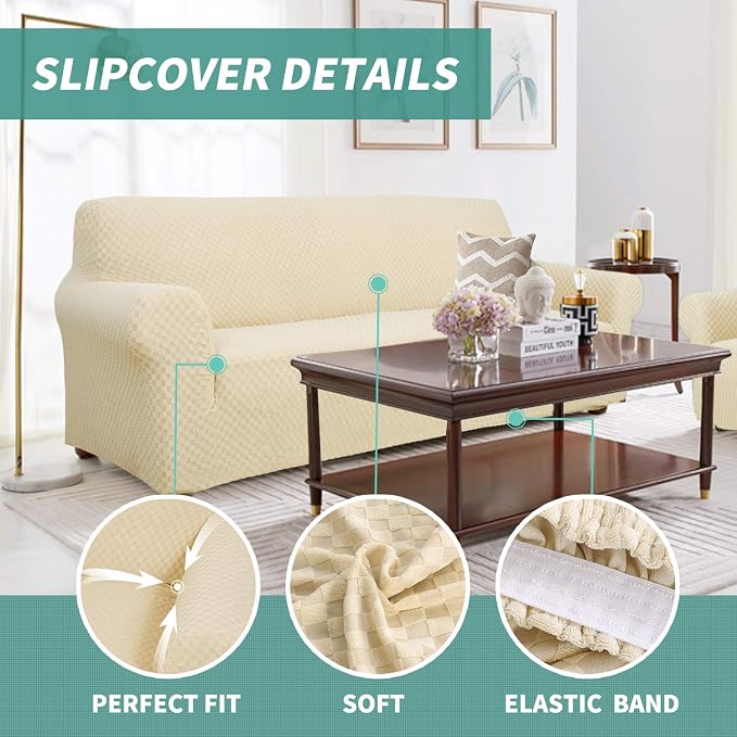 YEMYHOM Couch Cover Latest Jacquard Design High Stretch Extra Large Sofa Covers - Image 3