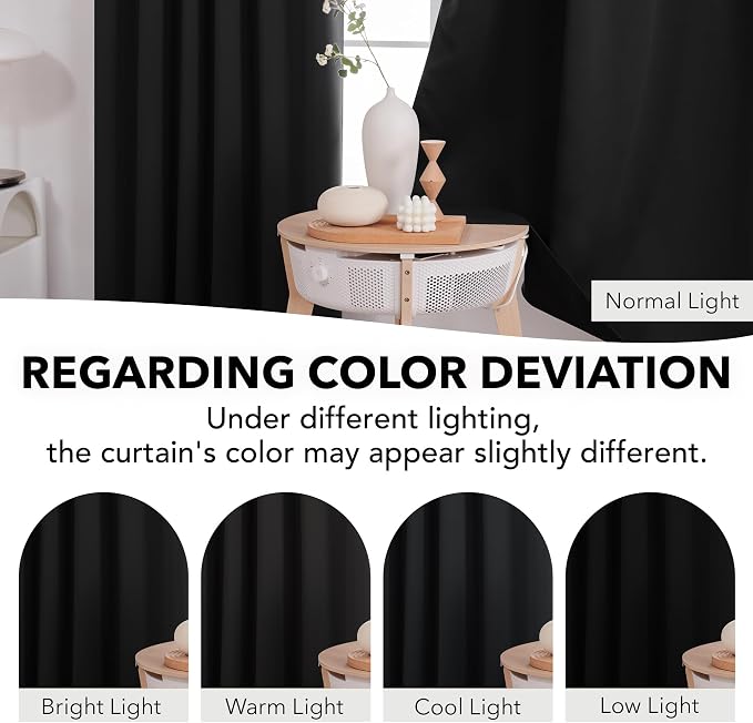 Deconovo Blackout Curtains, Thermal Insulated, W52 x L95 2 Panels, Back Tab - Image 6