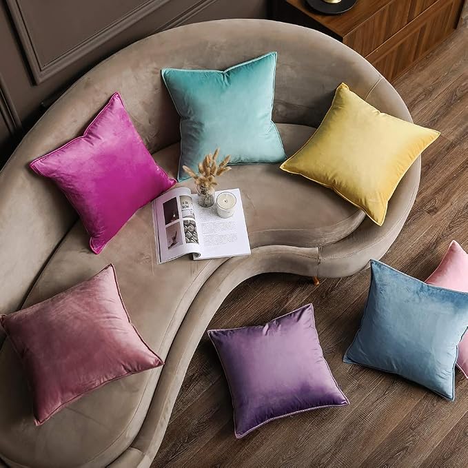 MIULEE Hot Pink Velvet Throw Pillow Covers 18x18 Soft Decorative Solid Square - Image 9