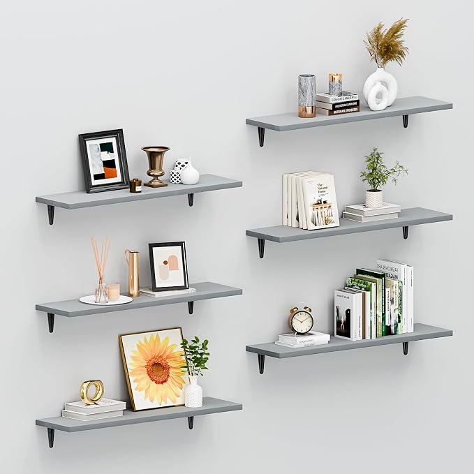 SKYSEN Floating Shelves for Wall Set of 6, 23.6in Wood Wall Shelf for Decor by skysen