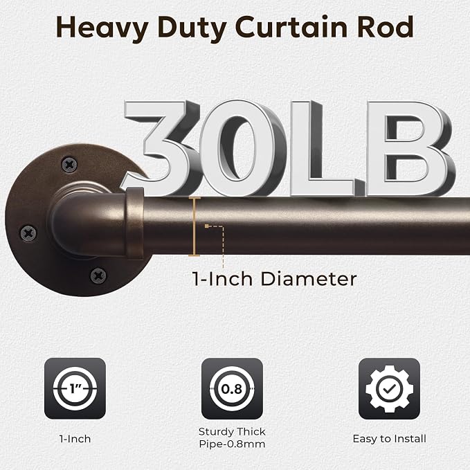 Zeerobee Curtain Rods for Windows 32 to 72, 1 Inch Industrial Wrap Around - Image 4