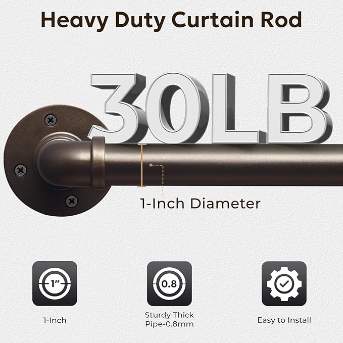 Zeerobee Curtain Rods for Windows 32 to 48, 1 Inch Industrial Wrap Around - Image 4
