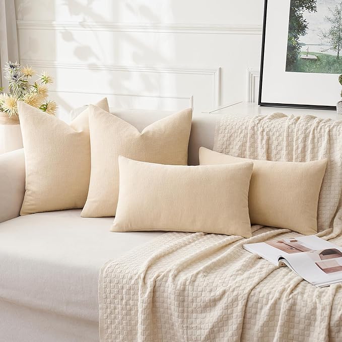 MIULEE Beige Couch Pillow Covers 12x20 Inch - Image 4