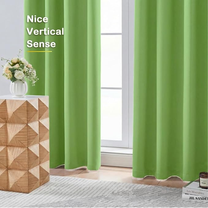 OVZME Lime Blackout Curtains for Bedroom 84 Inch Length 2 Panels Set, Thermal - Image 8