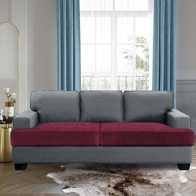 H.VERSAILTEX Stretch Velvet 2 Piece T Cushion Sofa Slipcovers Individually Sofa - Image 2