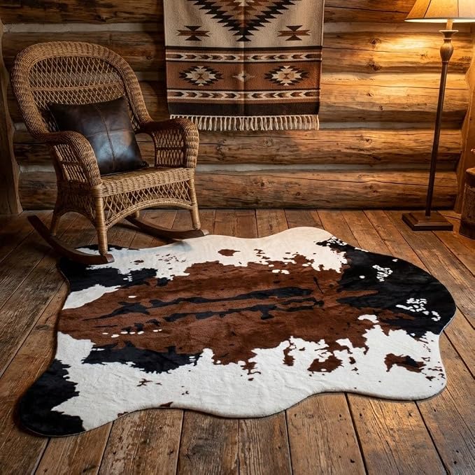 MustMat Faux Cowhide Rug 4'7''×5'3'' Cute and Soft Animal Print Area Rug by MustMat